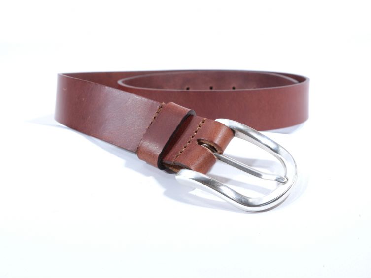 Ceinture cuir marron clair, boucle fer à cheval 4029