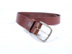 Ceinture cuir marron cannelle, boucle à motif 4030