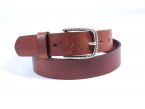 Ceinture cuir marron cannelle, boucle à motif 4030