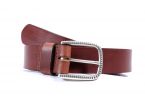 Ceinture cuir marron cannelle, boucle à motif 4030