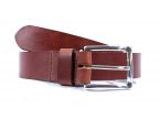 Ceinture cuir marron cannelle, boucle rectangle acier poli 4032