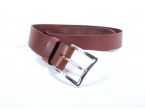 Ceinture cuir marron cannelle, boucle rectangle acier poli 4032