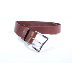 Ceinture cuir marron cannelle, boucle rectangle acier poli 4032
