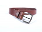 Ceinture cuir marron cannelle, boucle ogive deux tons 4043