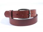 Ceinture cuir marron cannelle, boucle ogive deux tons 4043