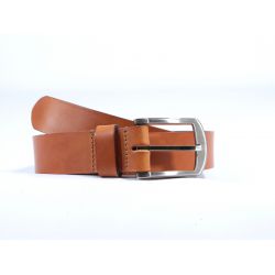 Ceinture cuir marron Gold, boucle moderne acier gris satiné 4031