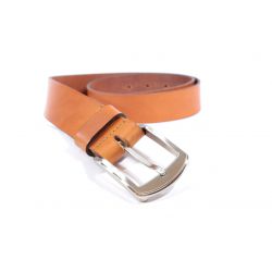 Ceinture cuir marron Gold, boucle moderne acier gris satiné 4031