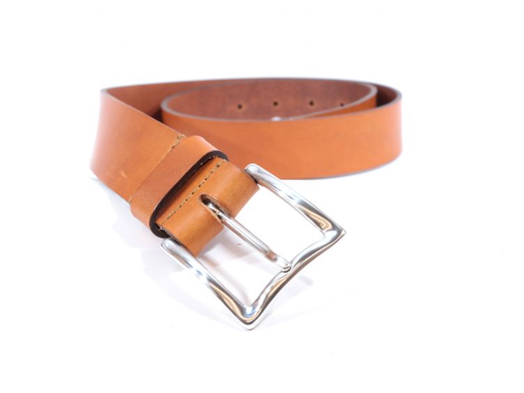 Ceinture cuir marron Gold, boucle rectangle acier poli 4032
