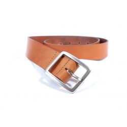 Ceinture cuir marron Gold, superbe boucle laiton massif 4035