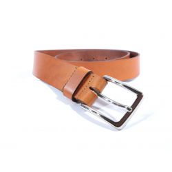 Ceinture cuir marron Gold, boucle élégante acier poli 4037