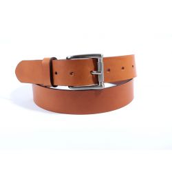 Ceinture cuir marron Gold, boucle massive satinée poli 4040