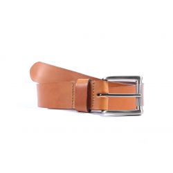 Ceinture cuir marron Gold, boucle massive satinée poli 4040