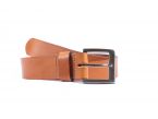 Ceinture cuir marron Gold, boucle carrée acier satiné 4046