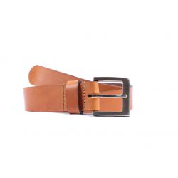 Ceinture cuir marron Gold, boucle carrée acier satiné 4046