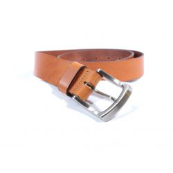 Ceinture cuir marron Gold, boucle robuste satinée 4048