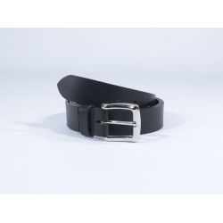 Ceinture cuir noir, boucle universelle brillante 4049