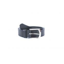Ceinture cuir noir, boucle robuste satinée 4048