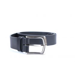 Ceinture cuir noir, boucle robuste satinée 4048