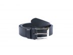 Ceinture cuir noir, boucle élégante acier poli 4041