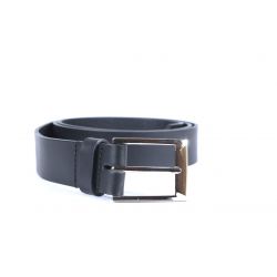 Ceinture cuir noir, boucle élégante acier poli 4041