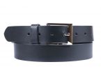 Ceinture cuir noir, boucle élégante acier poli 4041