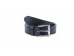 Ceinture cuir noir, boucle massive satinée poli 4040