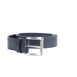 Ceinture cuir noir, boucle massive satinée poli 4040