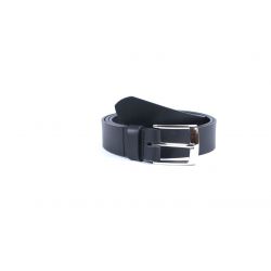 Ceinture cuir noir, boucle chromée 4039