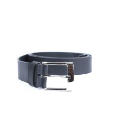 Ceinture cuir noir, boucle chromée 4039