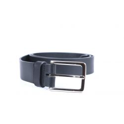 Ceinture cuir noir, boucle élégante acier poli 4037