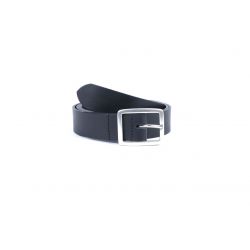 Ceinture cuir noir, boucle double finition satinée 4034
