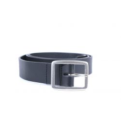 Ceinture cuir noir, boucle double finition satinée 4034