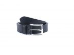 Ceinture cuir noir, boucle rectangle acier poli 4032