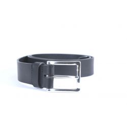 Ceinture cuir noir, boucle rectangle acier poli 4032
