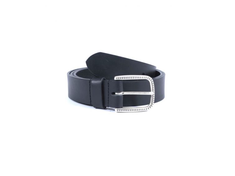 Ceinture cuir noir boucle à motif 4030