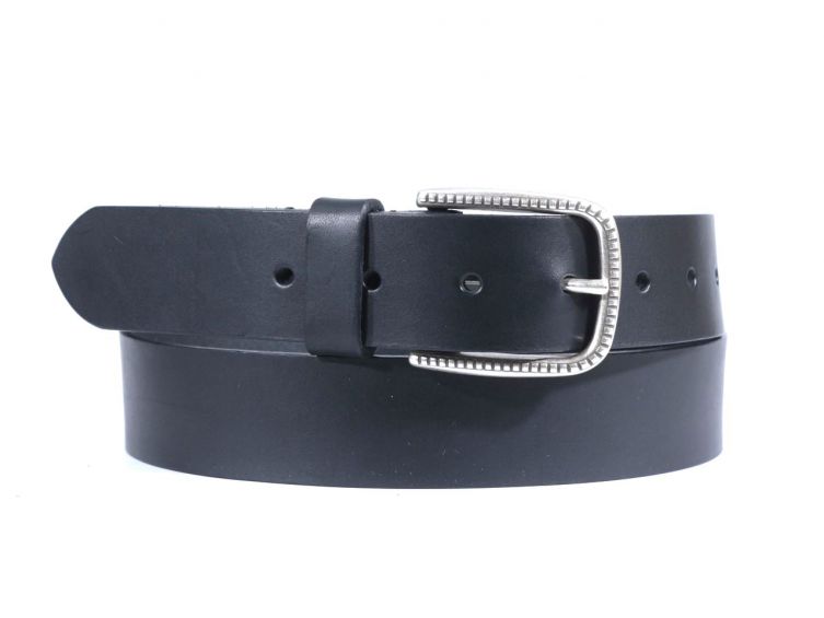 Ceinture cuir noir boucle à motif 4030