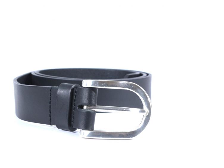 Ceinture cuir noir boucle arrondie et massive 4029