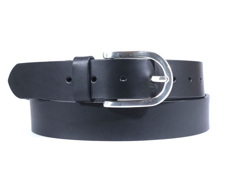 Ceinture cuir noir boucle arrondie et massive 4029