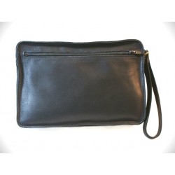 Sacoche en cuir noir avec dragonne