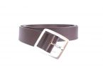 Ceinture cuir marron foncé, boucle double finition satinée 4034
