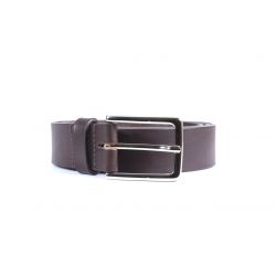 Ceinture cuir marron foncé, boucle élégante acier poli 4037