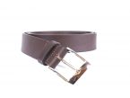 Ceinture cuir marron foncé, boucle chromée 4039