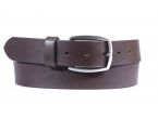 Ceinture cuir marron foncé, boucle ogive deux tons 4043