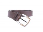 Ceinture cuir marron foncé, boucle ogive deux tons 4043