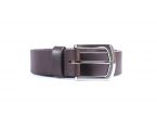 Ceinture cuir marron foncé, boucle robuste satinée 4048