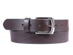 Ceinture cuir marron foncé, boucle robuste satinée 4048