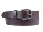 Ceinture cuir marron foncé, boucle universelle brillante 4049