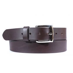 Ceinture cuir marron foncé, boucle universelle brillante 4049