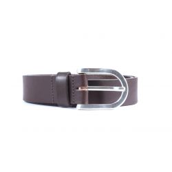 Ceinture cuir noir boucle arrondie et massive 4029