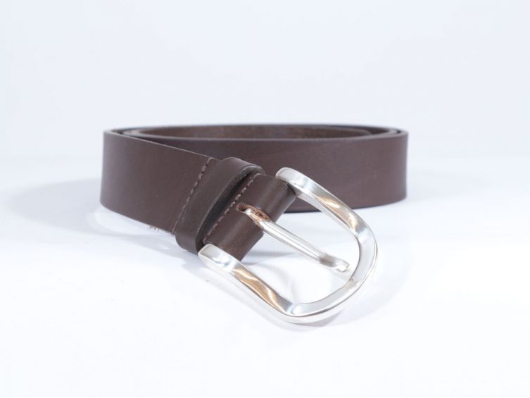 Ceinture cuir noir boucle arrondie et massive 4029